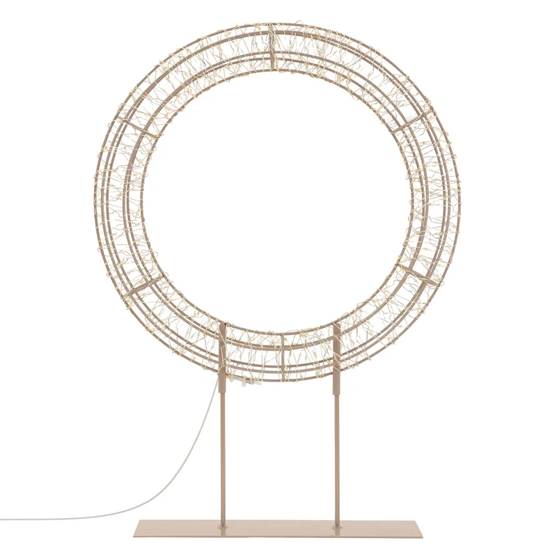 ECD Germany | LED Weihnachtskranz mit Sockel Metall Warmweiß Kranz Lichterkranz Weihnachtsdeko mit Lichterkette Weihnachtsbeleuchtung Außen