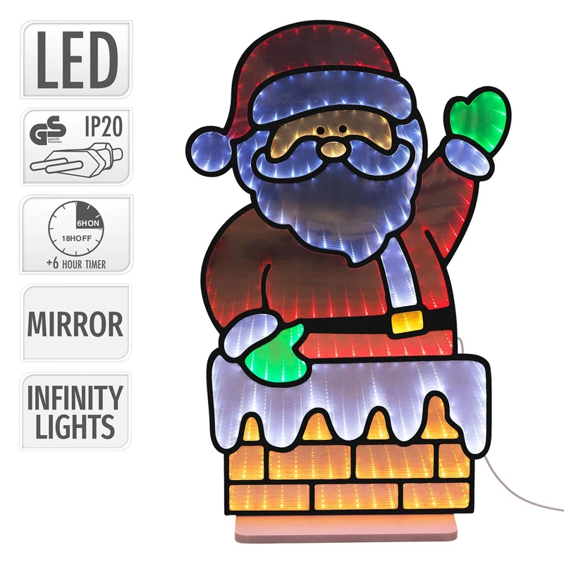 ECD Germany | LED Weihnachtsdeko Infinity Mirror Innen, Weihnachtsbeleuchtung, 3D Dekofigur, Spiegel Lichterkette