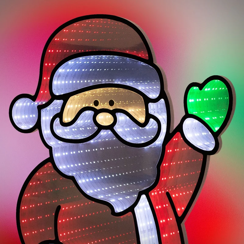 ECD Germany | LED Weihnachtsdeko Infinity Mirror Innen, Weihnachtsbeleuchtung, 3D Dekofigur, Spiegel Lichterkette