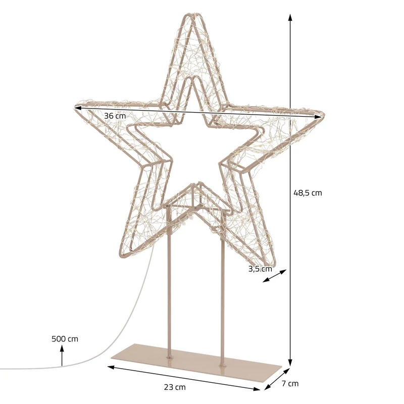 ECD Germany | LED Weihnachtsstern auf Sockel 48,5 cm Warmweiß Stern Leuchtstern Weihnachtsdeko mit Lichterkette Weihnachtsbeleuchtung Außen mit Timer