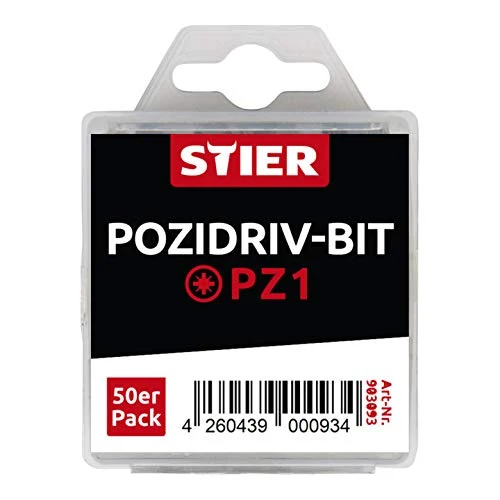 STIER Pozidriv-Bit-Großpackung PZ1 | PZ2 50 Stk Bitset Bitsatz