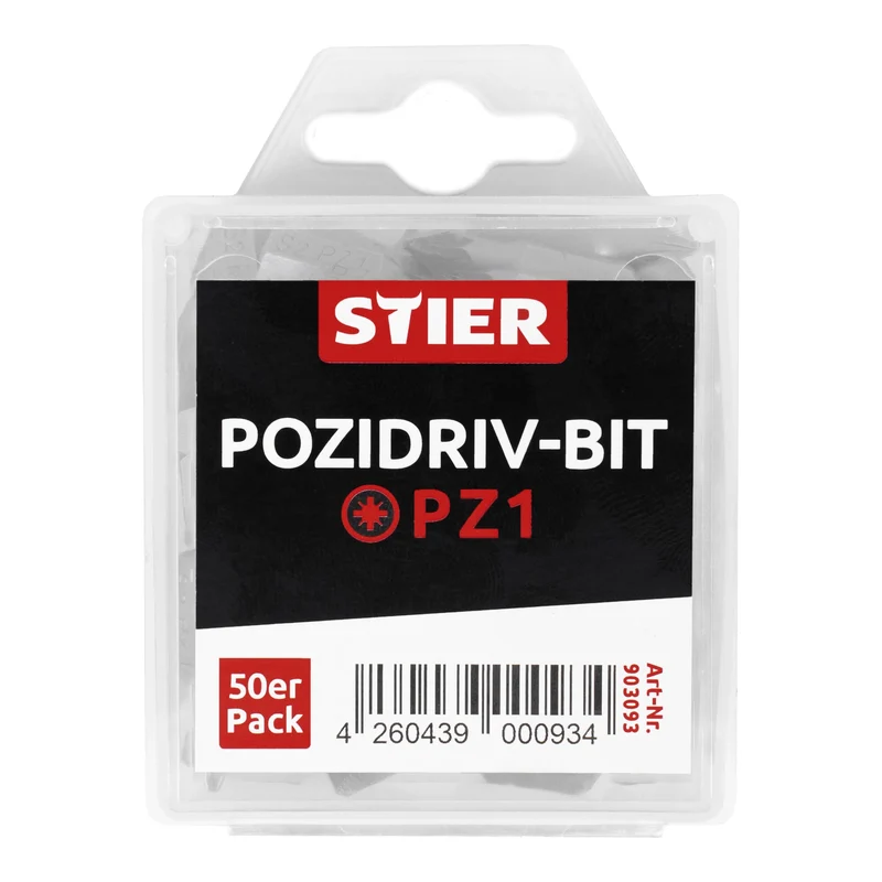 STIER Pozidriv-Bit-Großpackung PZ1 | PZ2 50 Stk Bitset Bitsatz