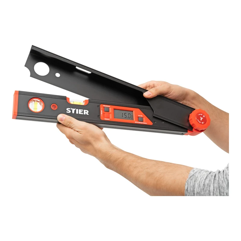 STIER Digitaler Winkelmesser SDW 450 LCD-Display ±0,1° Aluminium 450 mm