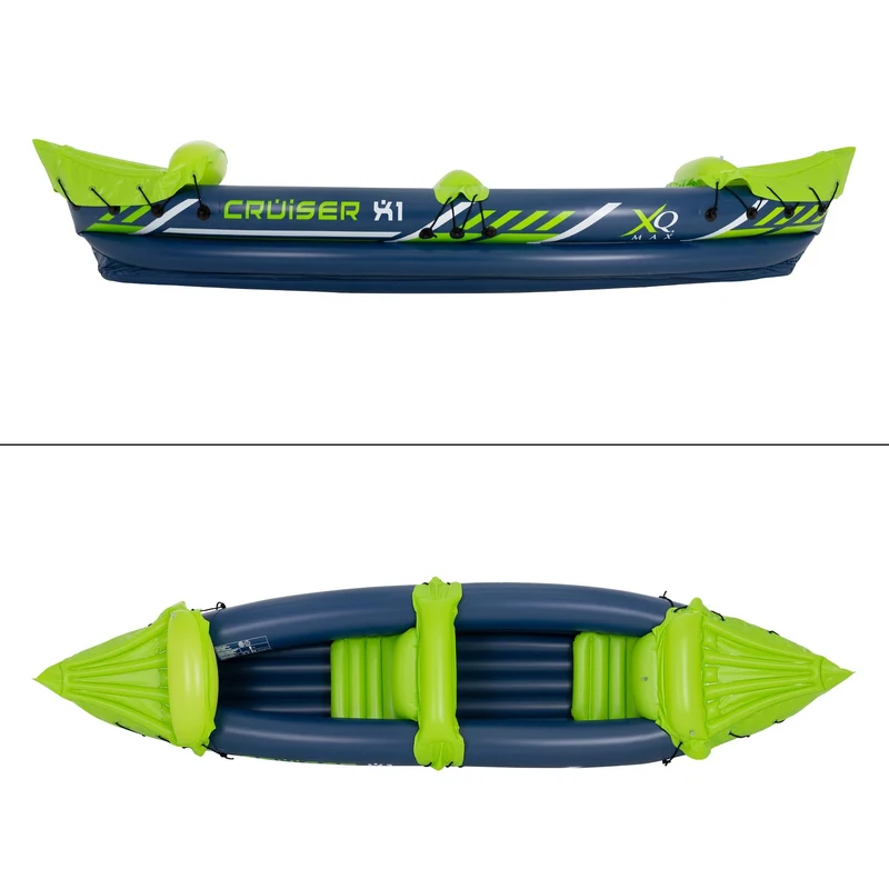 Kajak Cruiser X1 mit Alu-Doppelpaddel 318x80x55 cm Grün/Weiß/Blau aus Kunststoff