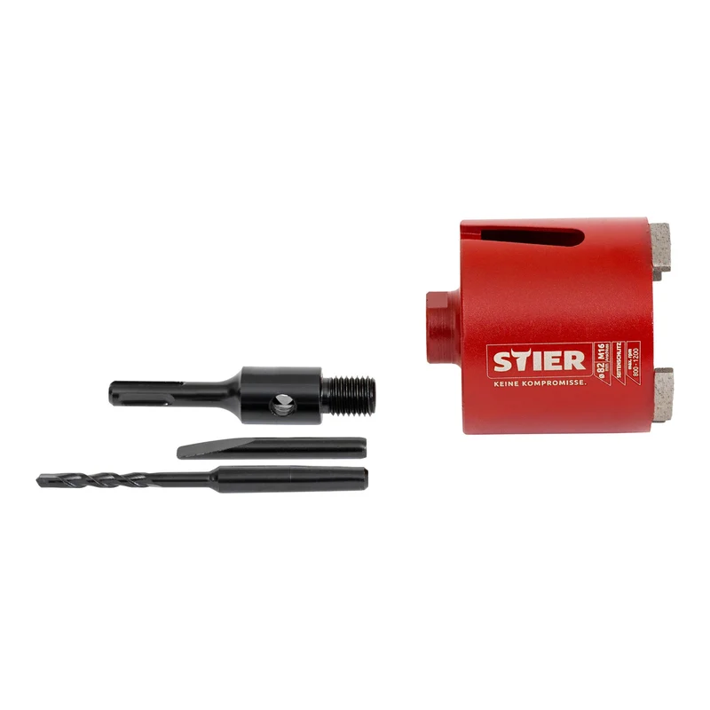 STIER Dosensenker-Satz M16 SDS | 68 mm | für Steckdosen und Verteilerdosen | hohe Haltbarkeit | Bohrkrone | Dosenbohrer