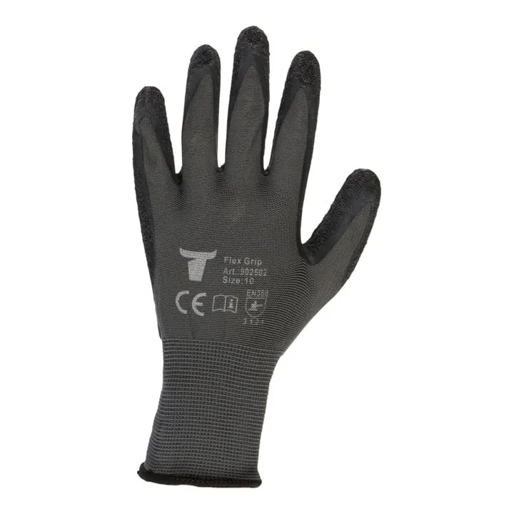 STIER Montagehandschuh, 12 Paar, Flex Grip, Größe 8, hochwertige Naturlatexbeschichtung, Exzellentes Tastgefühl, Schutz vor Flüsskeit & Kälte, gute Abriebfestigkeit