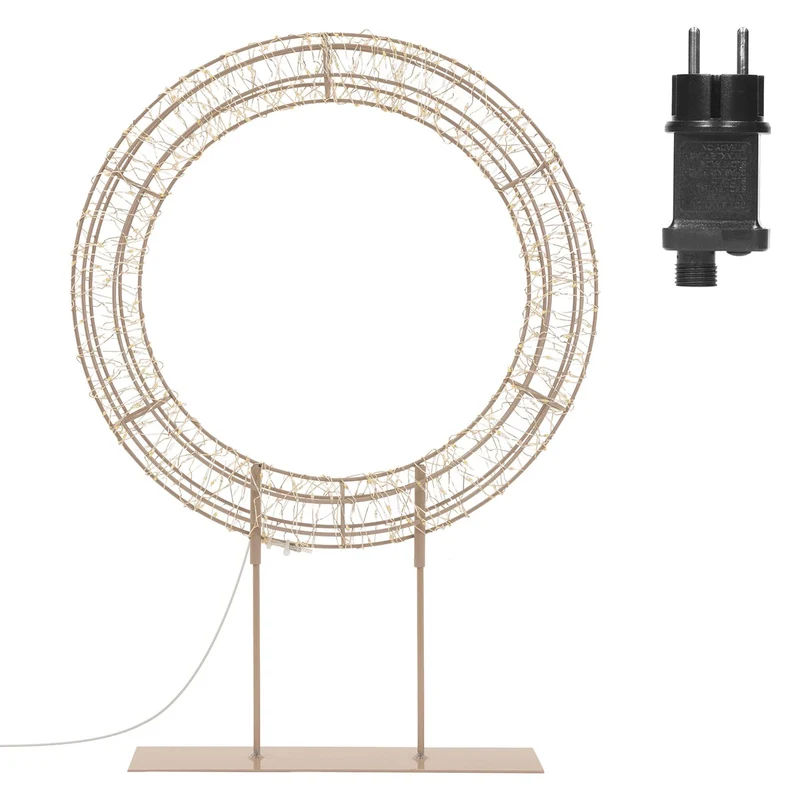 ECD Germany | LED Weihnachtskranz mit Sockel 53 cm Metall Warmweiß Kranz Lichterkranz Weihnachtsdeko mit Lichterkette Weihnachtsbeleuchtung Außen