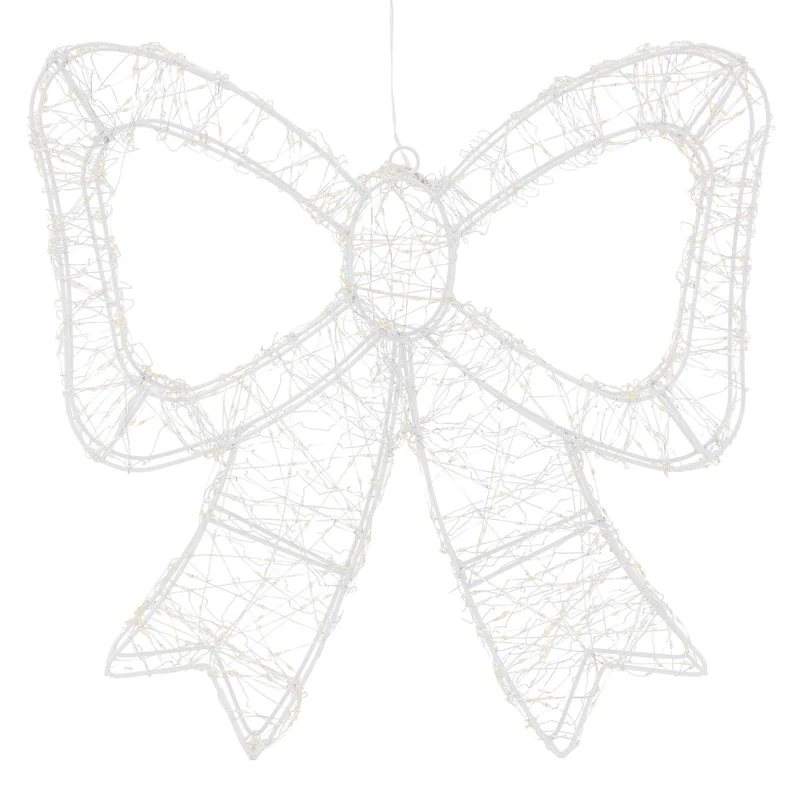 ECD Germany | LED Deko Schleife mit Timer 500 LED 33 cm Metall Warmweiß LED Schleife Weihnachten Weihnachtsdeko Weihnachtsbeleuchtung Außen