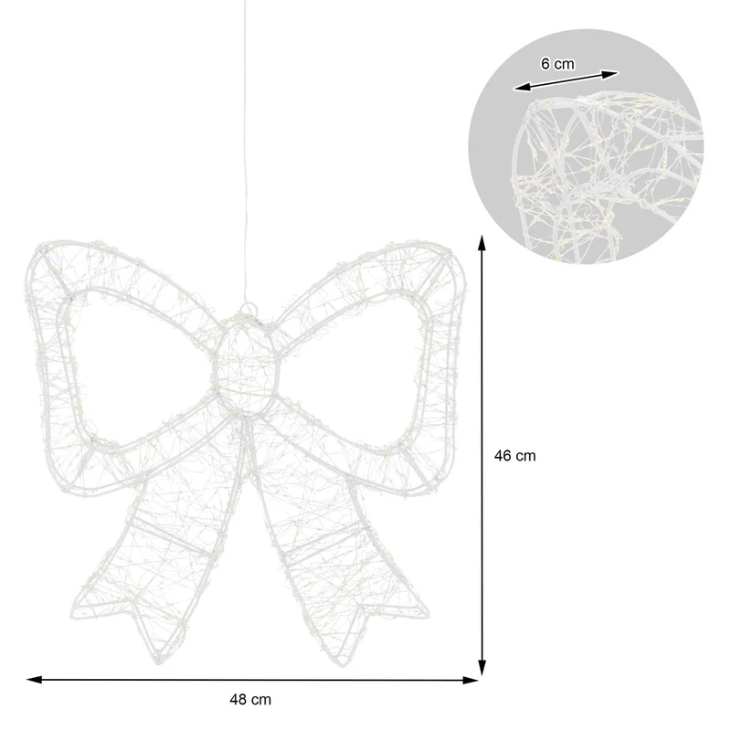 ECD Germany | LED Weihnachtsschleife mit Timer Metall Warmweiß LED Schleife Weihnachten Weihnachtsdeko Weihnachtsbeleuchtung Außen