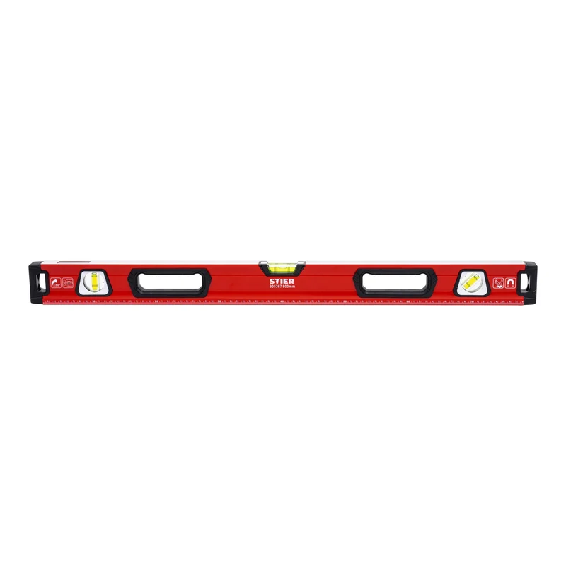 STIER Premium Wasserwaage mit Magnet und drei Libellen 40 bis 200 cm