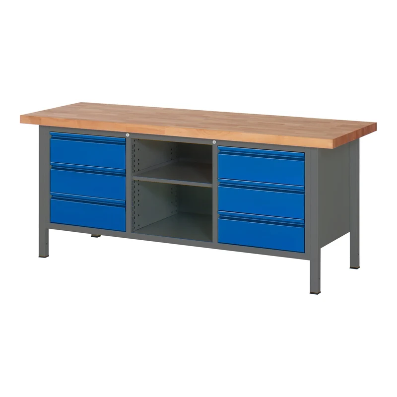 STIER Höhenverstellbare Werkbank Premium mit 1 Schublade BxTxH 1500x700x840-1040mm anthrazitmetall / RAL 5010