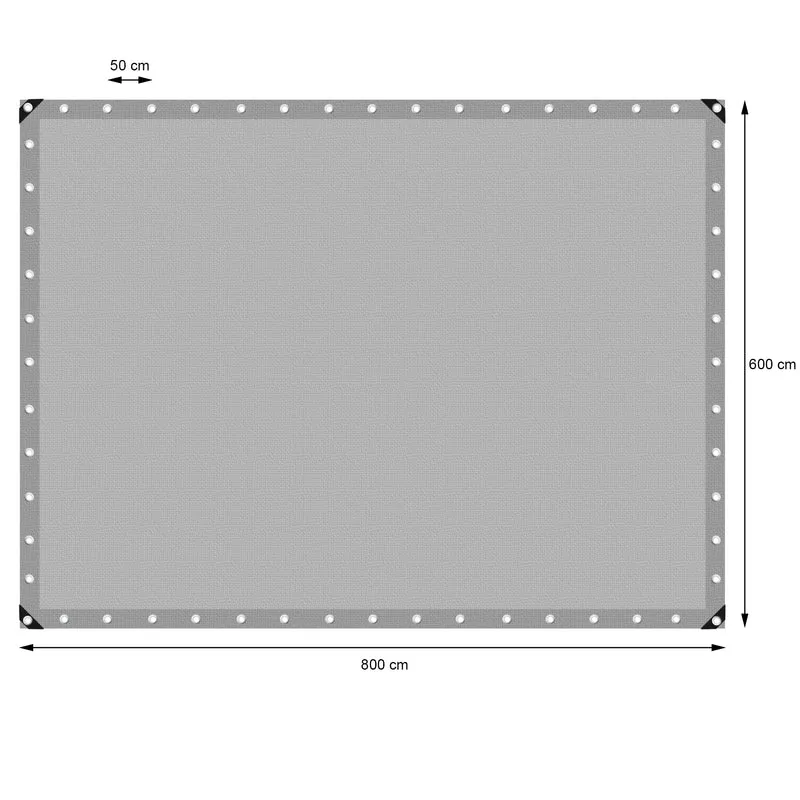 Abdeckplane Gewebeplane mit Ösen 6x8 m 260g/m² in Grau aus PE