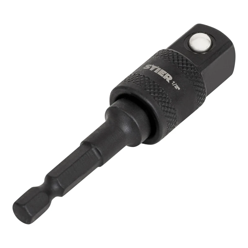 STIER Bit Adapter, 1/4 Zoll Antrieb, Vierkant hohl, Aufnahme von Steckschlüssel-Einsätzen, Stecknüsse, Schnellverschluss-System für Bohrmaschinen und Schrauber geeignet, Stecknuss Adapter