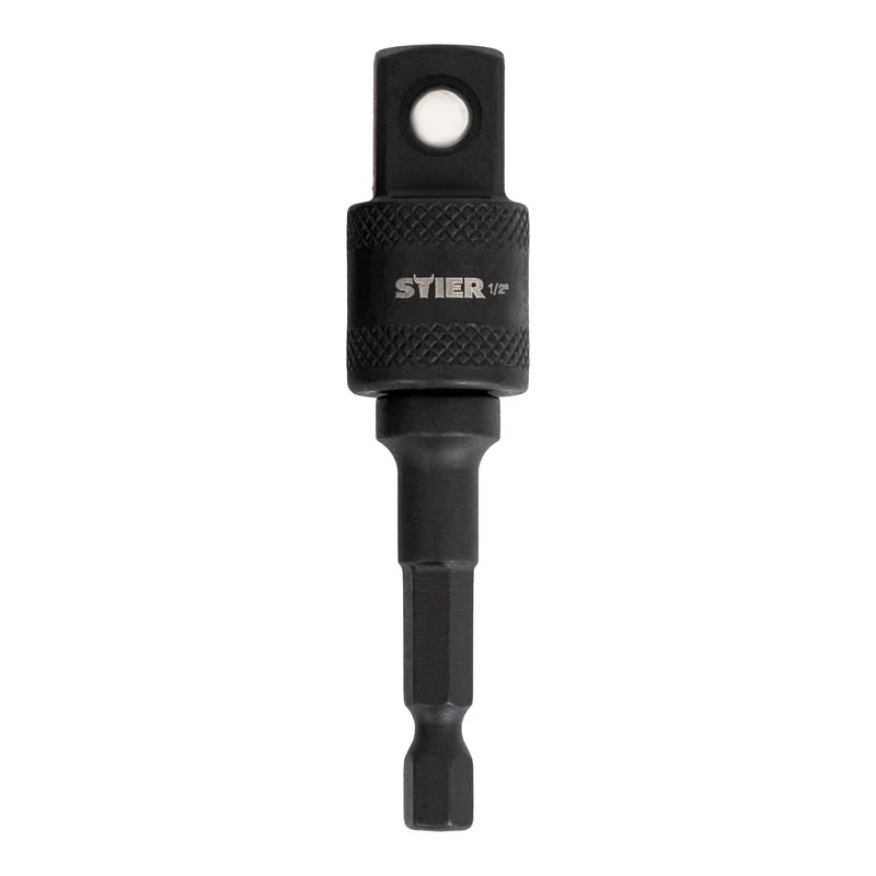 STIER Bit Adapter, 1/4 Zoll Antrieb, Vierkant hohl, Aufnahme von Steckschlüssel-Einsätzen, Stecknüsse, Schnellverschluss-System für Bohrmaschinen und Schrauber geeignet, Stecknuss Adapter