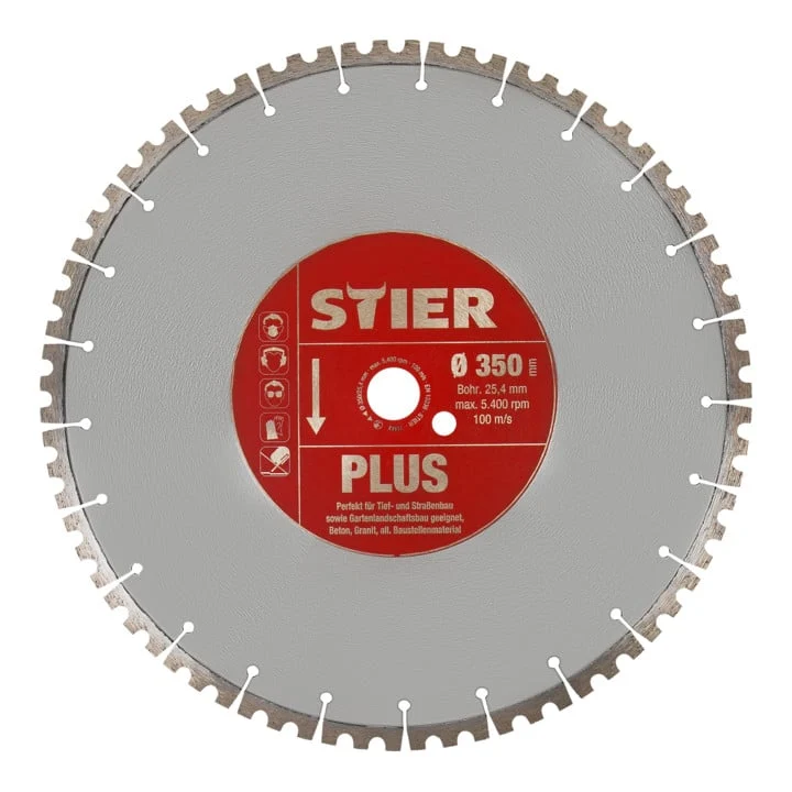 STIER Diamanttrennscheibe Plus Ø350mm Beton Granit Stein Bohrung 20 bis 25,4mm