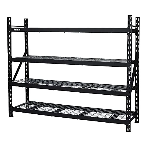 STIER Gitterrost-Fachbodenregal | Fachlast 400 kg | HxBxT 1830x1950x610mm | 4 Regalböden | Stahlgestell | Regalsystem