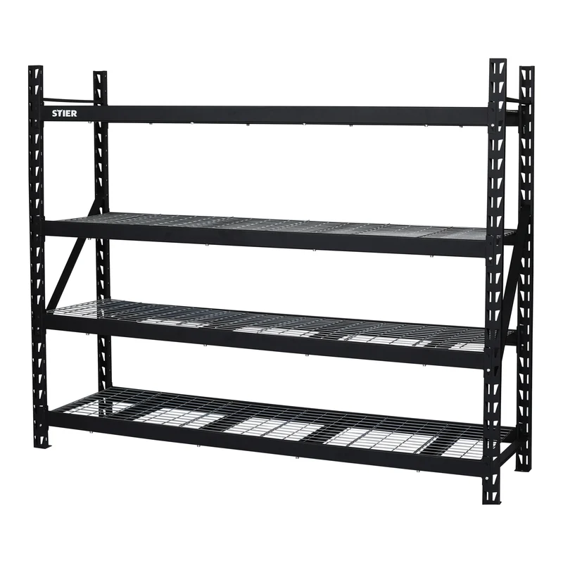 STIER Gitterrost-Fachbodenregal | Fachlast 400 kg | HxBxT 1830x1950x610mm | 4 Regalböden | Stahlgestell | Regalsystem