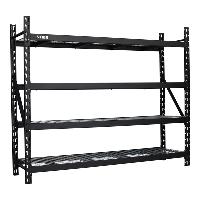 STIER Gitterrost-Fachbodenregal | Fachlast 400 kg | HxBxT 1830x1950x610mm | 4 Regalböden | Stahlgestell | Regalsystem