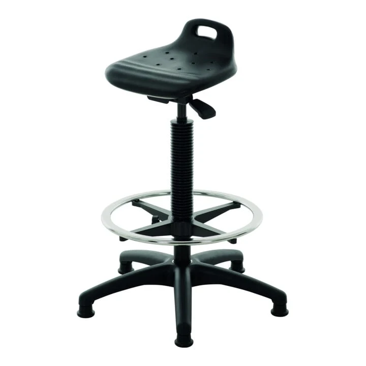 STIER Stehhilfe mit Gleitern und Fußring Sitzhöhe 640-890mm PU-Sitz mit Tragegriff