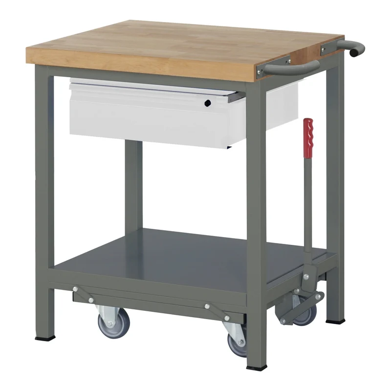 STIER Werkbank Premium mit abs. Fahrgestell und 1 Schublade