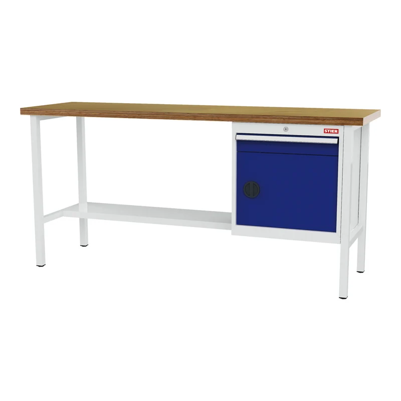 STIER Werkbank mit 1 Schublade und 1 Tür BxTxH 1500x600x960 mm RAL 7035 / RAL 5010