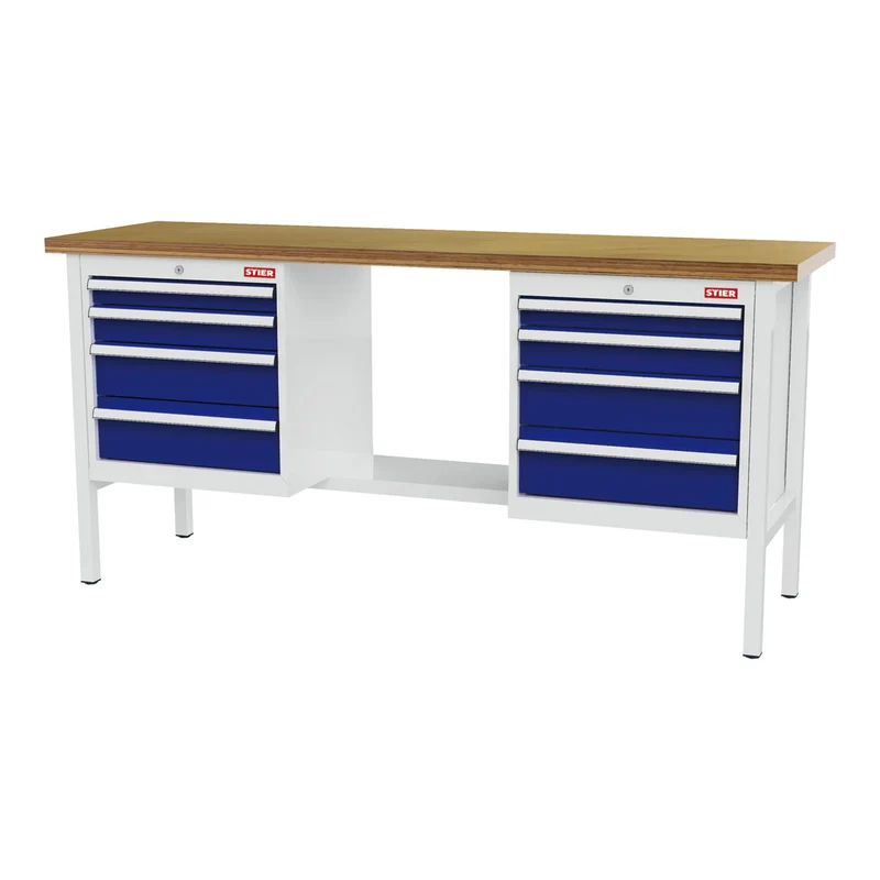 STIER Werkbank mit 1 Schublade und 1 Tür BxTxH 1500x600x960 mm RAL 7035 / RAL 5010