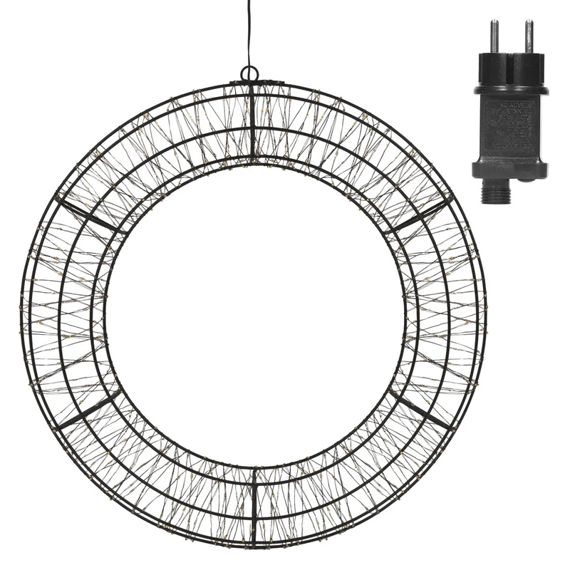 ECD Germany | LED Weihnachtskranz Ø50 cm Warmweiß Weihnachtsdeko mit Lichterkette Lichterkranz Fenster Weihnachtsbeleuchtung Außen 720LED Timer