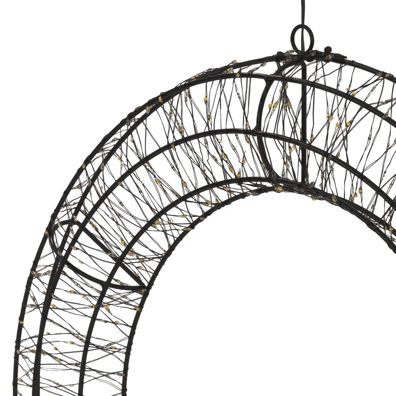 ECD Germany | LED Weihnachtskranz Ø38 cm Warmweiß Weihnachtsdeko mit Lichterkette Lichterkranz Fenster Weihnachtsbeleuchtung Außen 480LED Timer