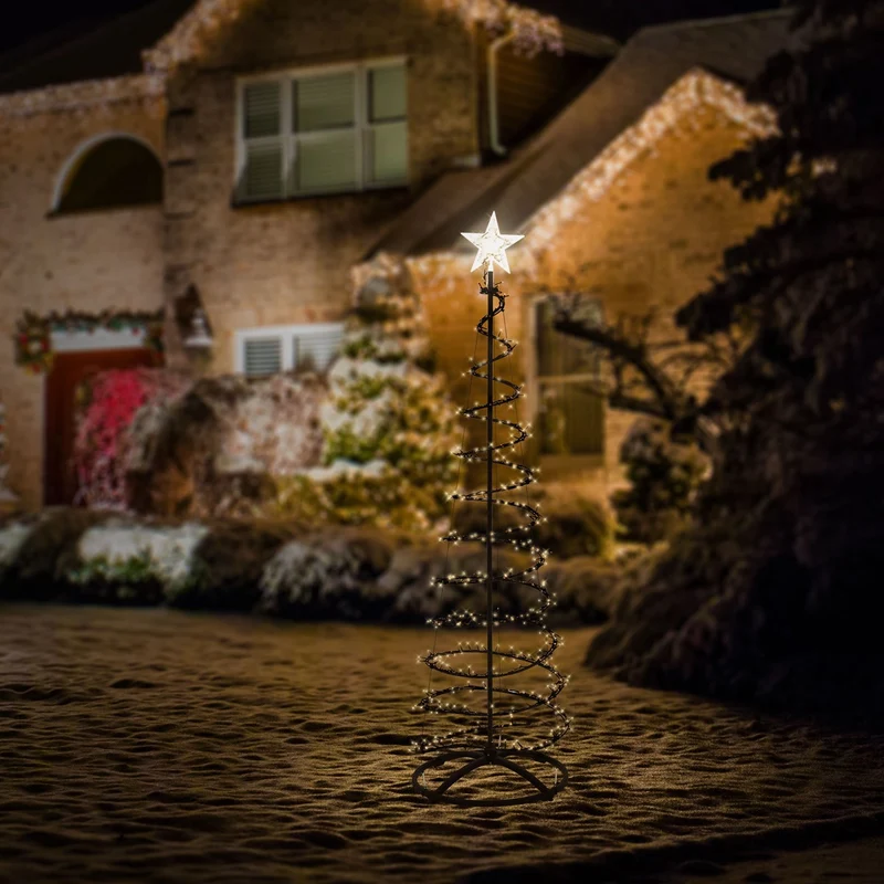 ECD Germany | LED Weihnachtsbaum mit Lichterkette, 180 cm, Weihnachtsdeko Innen/Außen, 640 LED Warmweiß, Tannenbaum Lichterbaum Weihnachtsbeleuchtung