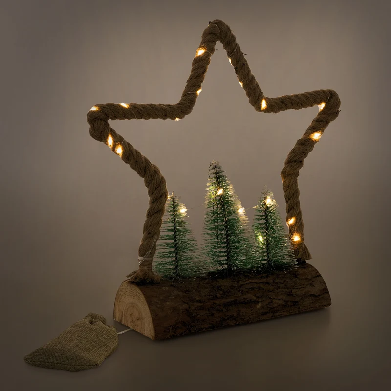 Deko LED Jute Stern mit LED-Beleuchtung