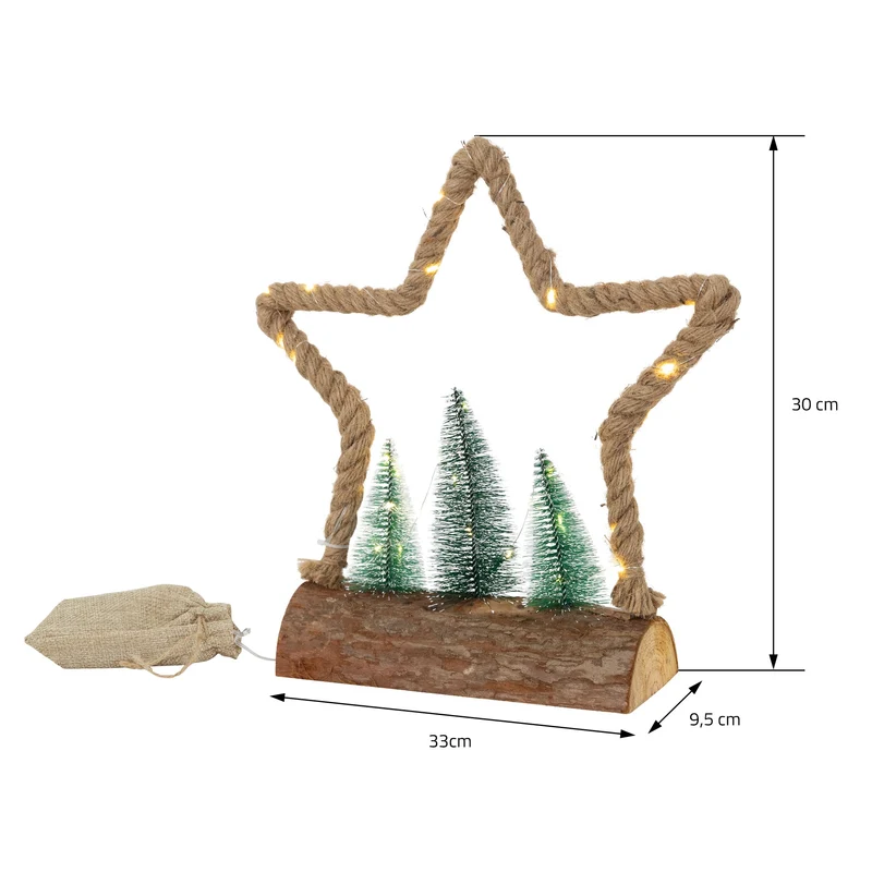 Deko LED Jute Stern mit LED-Beleuchtung