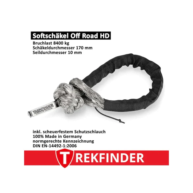 Softschäkel Off-Road Schäkel / grau - Systembruchlast: 8.400 kg - Ø: 10 mm - inkl. Prüfbuch - von Trekfinder