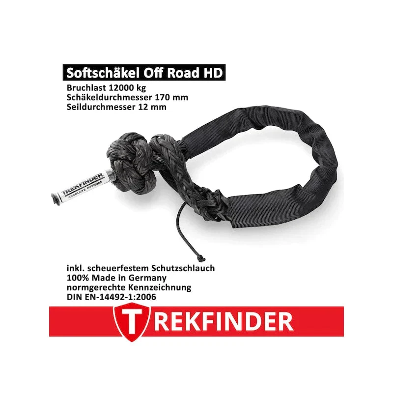 Softschäkel Off-Road Schäkel / schwarz - Systembruchlast: 12.000 kg - Ø: 12 mm - inkl. Prüfbuch - von Trekfinder