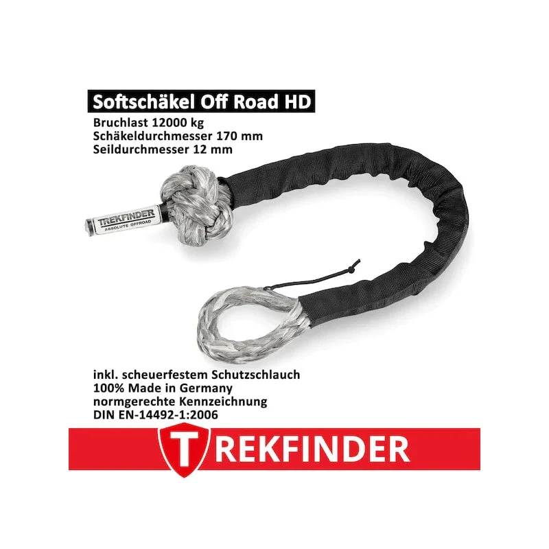 Softschäkel Off-Road Schäkel / grau - Systembruchlast: 12.000 kg - Ø: 12 mm - inkl. Prüfbuch - von Trekfinder