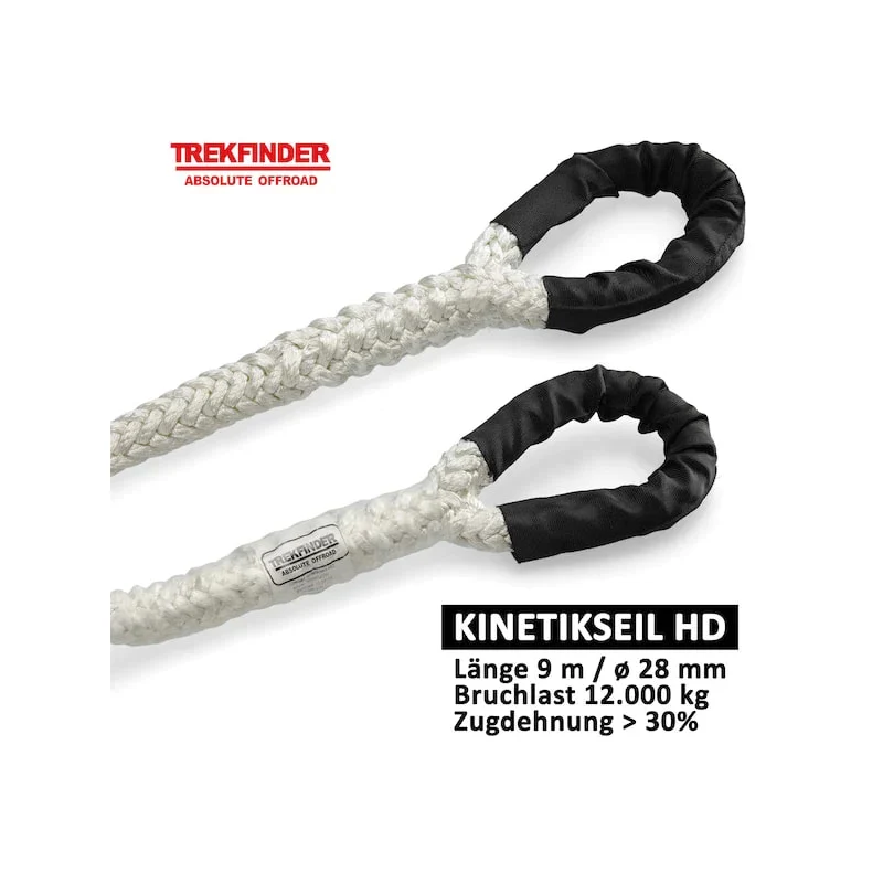 Bergeseil Off-Road Kinetikseil - Ø: 28 mm / verschiedene Längen / Systembruchlast: 12 t / Zugdehnung: 30 % - inkl. Prüfbuch - von Trekfinder