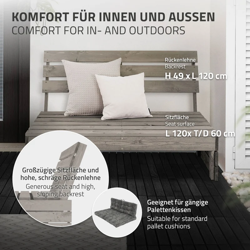 B-Ware Gartenbank 3-Sitzer Grau 120x70x76,5 cm aus Massivholz