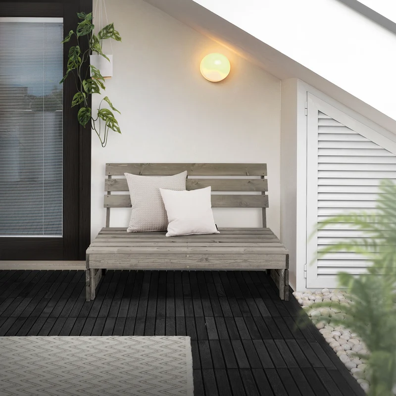 B-Ware Gartenbank 3-Sitzer Grau 120x70x76,5 cm aus Massivholz