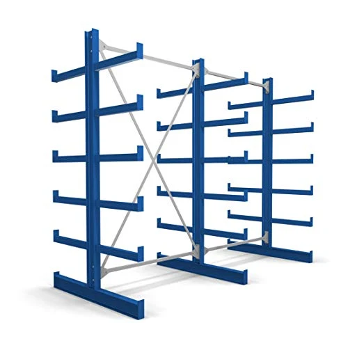 STIER Kragarmregal doppelseitig 1 Feld mit 5 Ebenen 1300x2000x500mm enzianblau