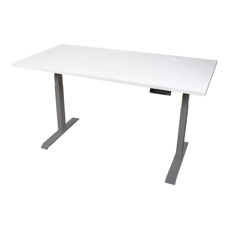 STIER Elektrisch höhenverstellbarer Schreibtisch TSR 120x80cm weiß/silber mit