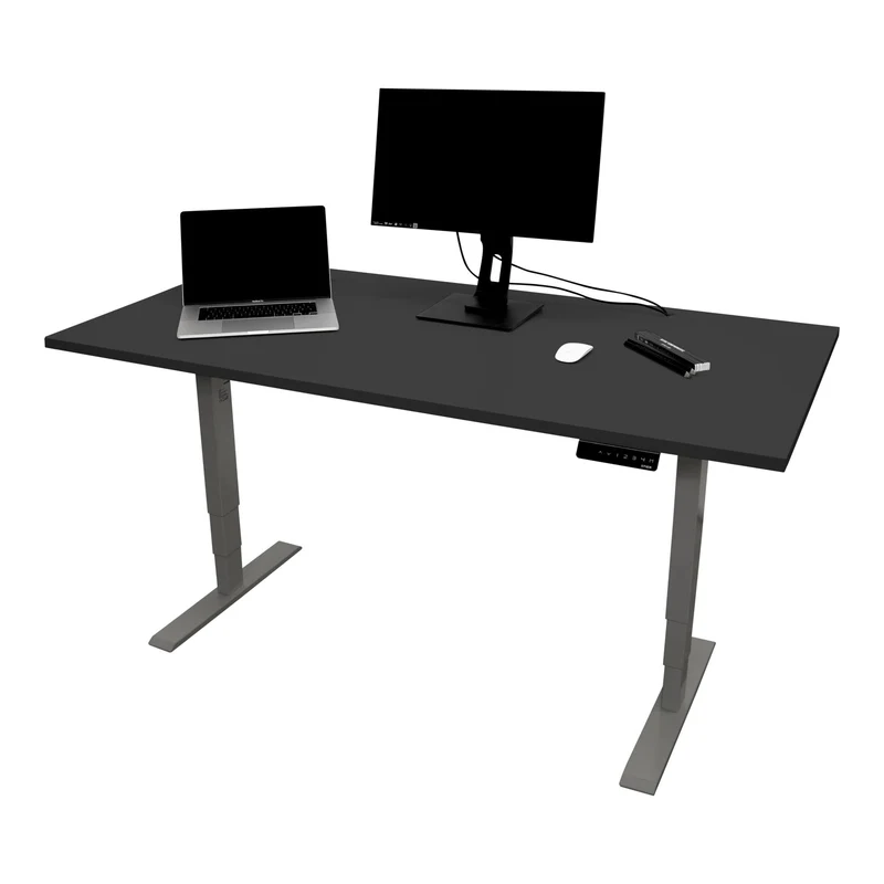 STIER Elektrisch höhenverstellbarer Schreibtisch THA 160x80cm schwarz/schwarz