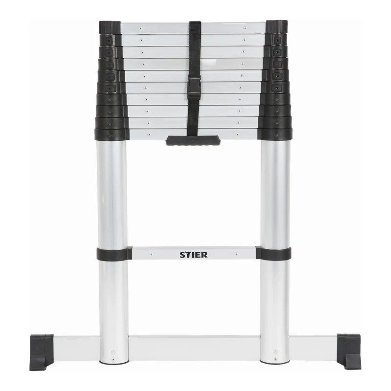 STIER Teleskopleiter Premium 3,2 bis 3,8m Stehleiter Aluminium Klappleiter