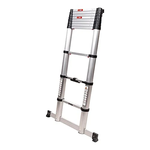 STIER Teleskopleiter Premium 3,2 bis 3,8m Stehleiter Aluminium Klappleiter
