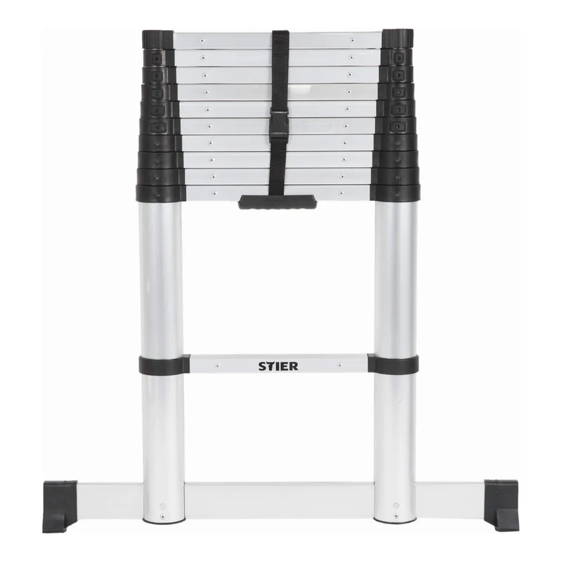 STIER Teleskopleiter Premium 3,2 bis 3,8m Stehleiter Aluminium Klappleiter