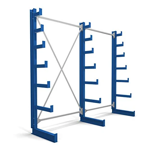 STIER Kragarmregal einseitig 1 Feld mit 6 absteigenden Ebenen 1300x2000x500mm enzianblau