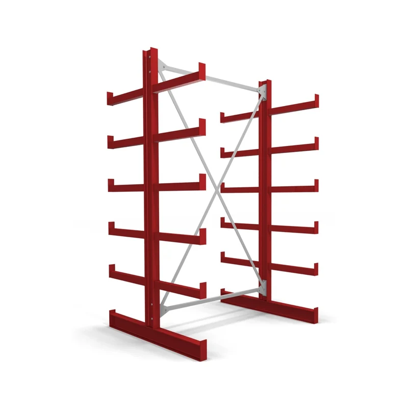 STIER Kragarmregal doppelseitig 1 Feld mit 5 Ebenen 1300x2000x500mm feuerrot