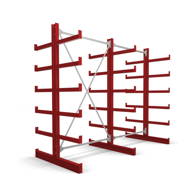 STIER Kragarmregal doppelseitig 1 Feld mit 5 Ebenen 1300x2000x500mm feuerrot