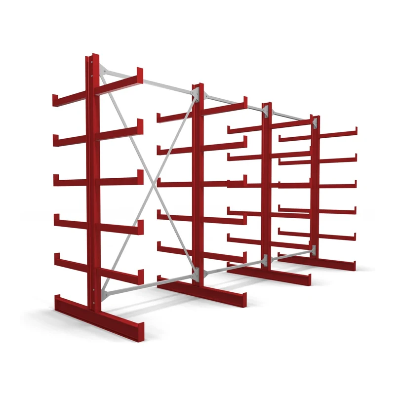 STIER Kragarmregal doppelseitig 1 Feld mit 5 Ebenen 1300x2000x500mm feuerrot