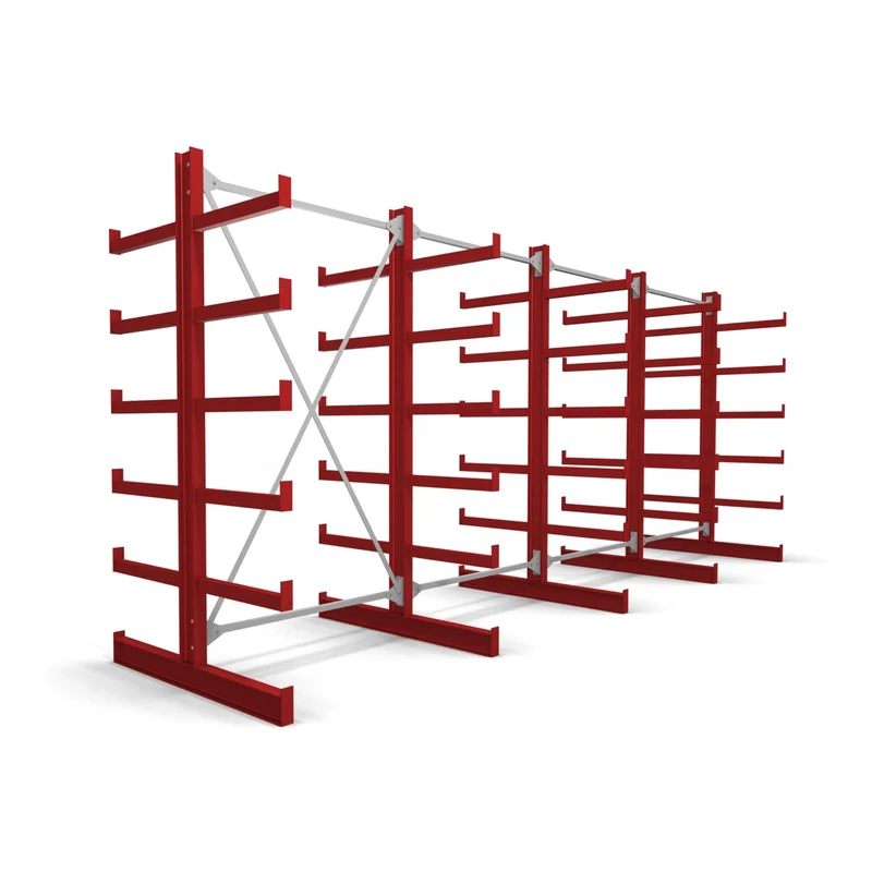 STIER Kragarmregal doppelseitig 1 Feld mit 5 Ebenen 1300x2000x500mm feuerrot