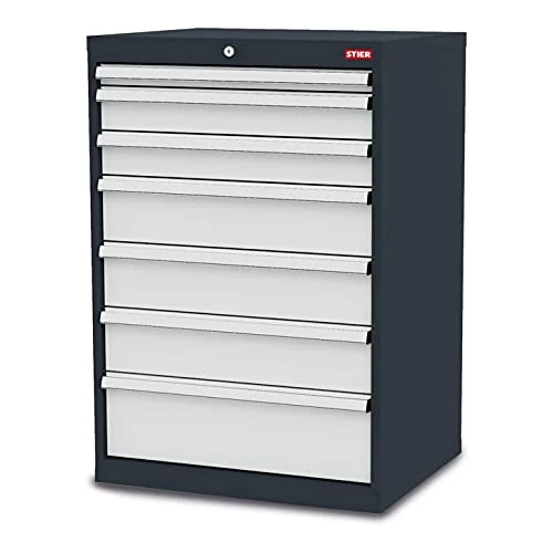STIER Schubladenschrank mit 7 Schubladen BxTxH 700x575x1020 mm inkl. Einteilungsset