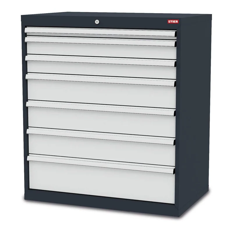 STIER Schubladenschrank mit 7 Schubladen BxTxH 700x575x1020 mm inkl. Einteilungsset